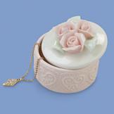 Ceramic Trinket Box with Hearts and Roses