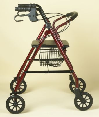 Four-Wheeled Rollator with Seat and Basket