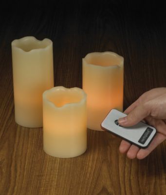 3-Piece LED Flicker Candle Set with Remote