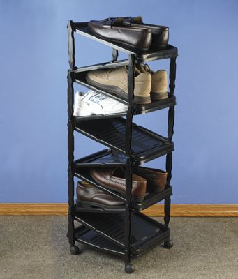 Collapsible 10-Pair Shoe Rack with Carry Handle