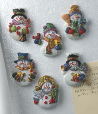 Sparkle Snowman Magnets - Set of 6