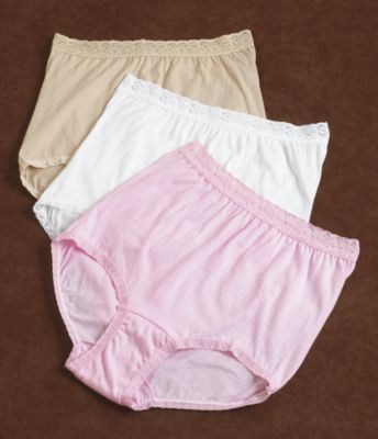 Lace-Trimmed Cotton Panties - Package of 3 Pairs