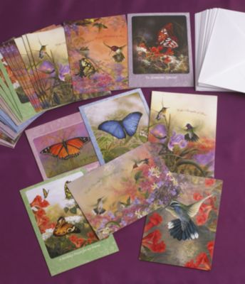Hummingbird and Butterfly Cards - Set of 32