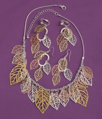 Tri-Tone Leaf Necklace