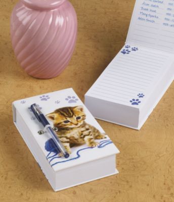Kitten-Print Memo Block and Pen