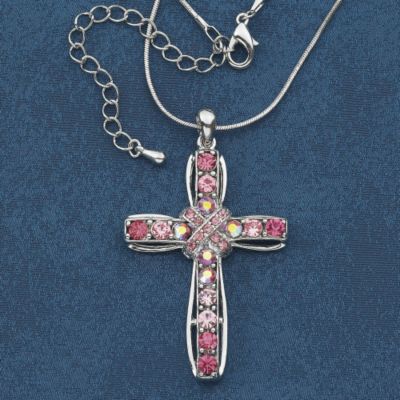 Pink Stone Cross Necklace