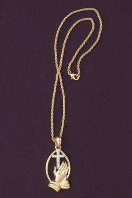 Praying Hands Goldtone Necklace