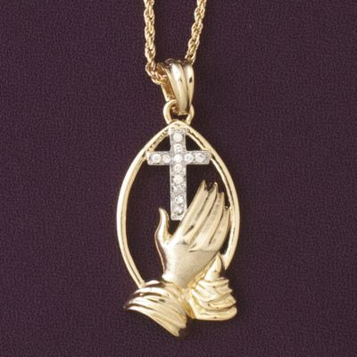 Praying Hands Goldtone Necklace