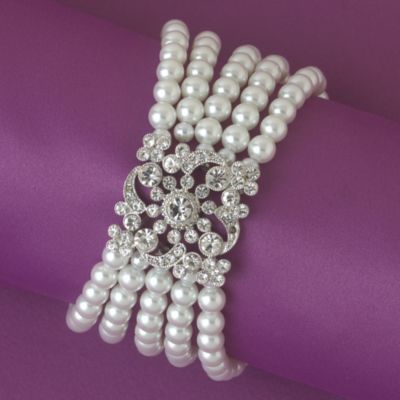Five-Strand Glass Pearl Stretch Bracelet