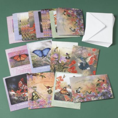 Hummingbird and Butterfly Greeting Cards - Set of 32