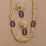 Gold and Amber Bead Jewelry Set
