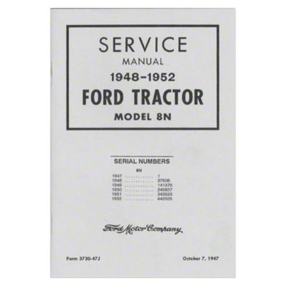 1948-1952 Ford Shop Service Manual, Model 8N