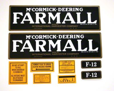 Farmall F-12: Mylar Decal Set