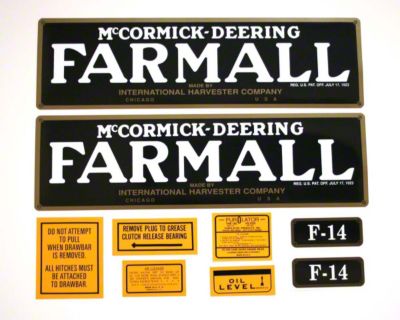 Farmall F-14: Mylar Decal Set