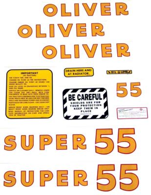 Oliver Super 55: Mylar Decal Set