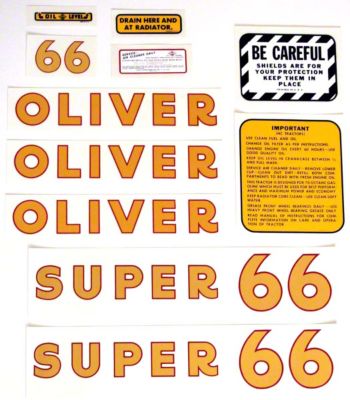 Oliver Super 66: Mylar Decal Set