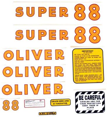 Oliver Super 88: Mylar Decal Set
