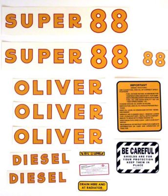 Oliver Super 88 Diesel: Mylar Decal Set