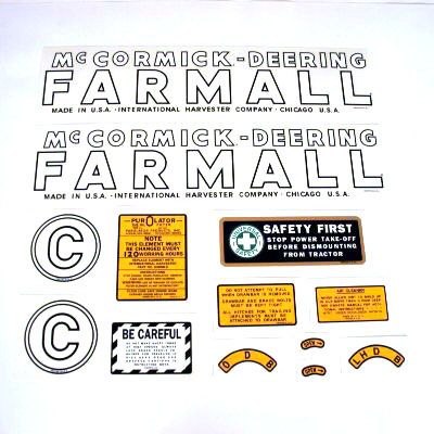 McCormick Deering C, 1939-44: Mylar Decal Set