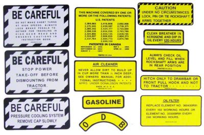 IH 100, 130, 140 Gas: Mylar Misc Decal Set --  12 Pieces