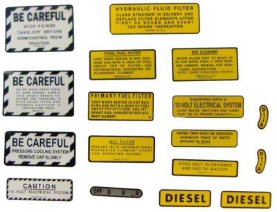 IH 460 Diesel: Mylar Misc Decal Set --  17 Pieces