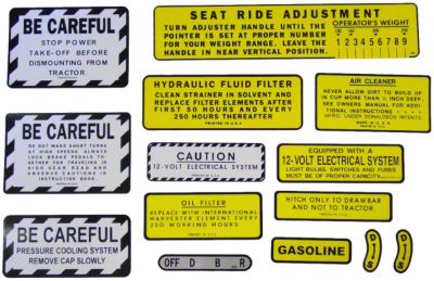 IH 560, 660 Gas: Mylar miscellaneous Decal Set - 14 pieces