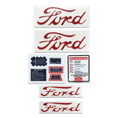 Ford NAA, Jubilee - 10 Piece Vinyl and Mylar Decal Set