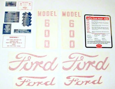 Ford 600 1955 - 1957: 14 piece mylar and vinyl cut Decal Set