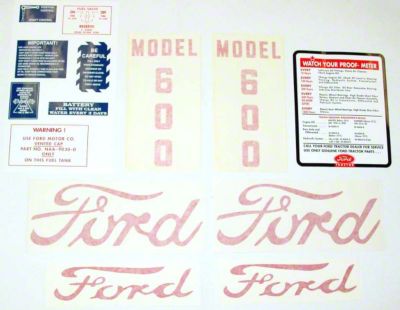 Ford 600 1955 - 1957: 14 piece Vinyl and Mylar Cut Decal Set
