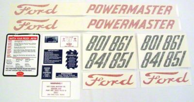 Ford 801 - 861 Series 1958 - 1962: 20-Piece Mylar and Vinyl Decal Set