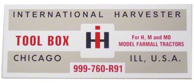 IH H, M: Tool Box Lid Decal
