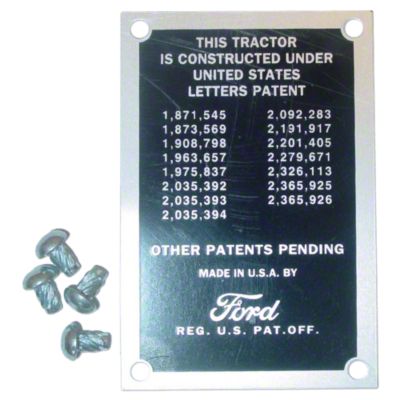 Patent Data Plate with Drive Screws