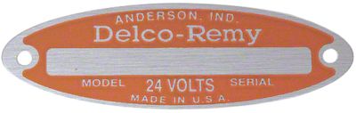 Starter / Generator Tag for 24-Volt Delco Remy