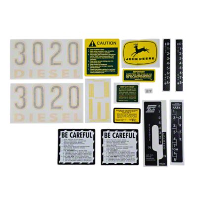 John Deere Early 3020 Vinyl Cut Decal Set