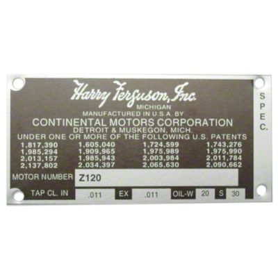Blank Engine Serial Number Tag With 4 Rivets