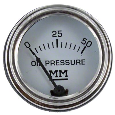 Restoration Quality Oil Pressure Gauge, (0-50 PSI) Dash mounted, Stainless Bezel