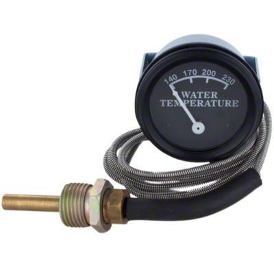 Water Temperature Gauge, Black Face, 48" Lead