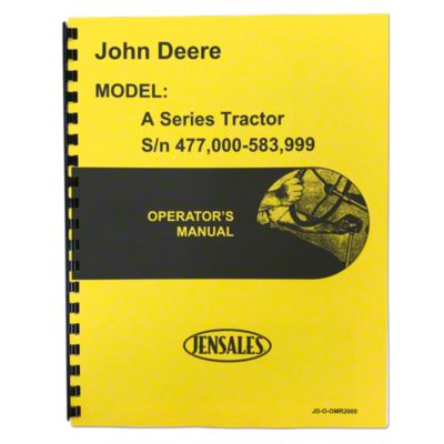 Operators Manual: Styled JD A (up to SN 583999)