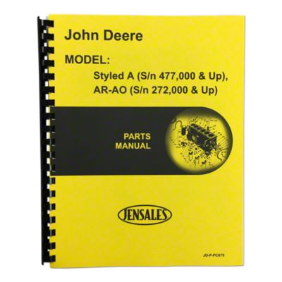 Parts Manual for JD A, AO, AR, AH, AW