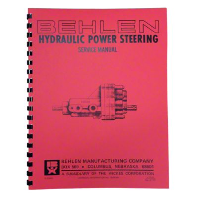 Behlen Power Steering Service &amp; Parts Manual