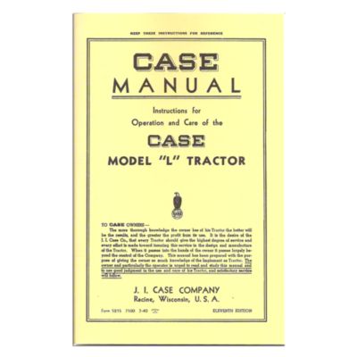 Operators Manual Reprint: Case L