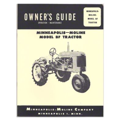 Operators Manual Reprint: Minneapolis Moline BF