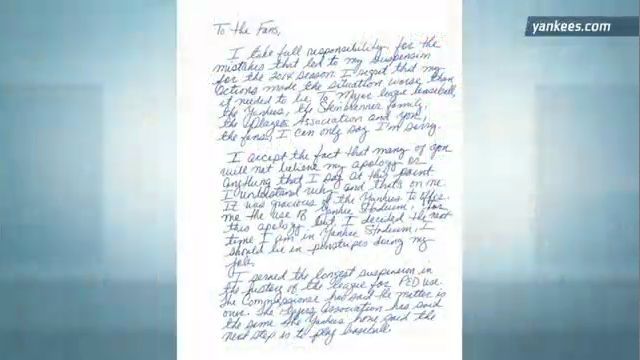 Alex Rodriguez apologizes to fans with handwritten note