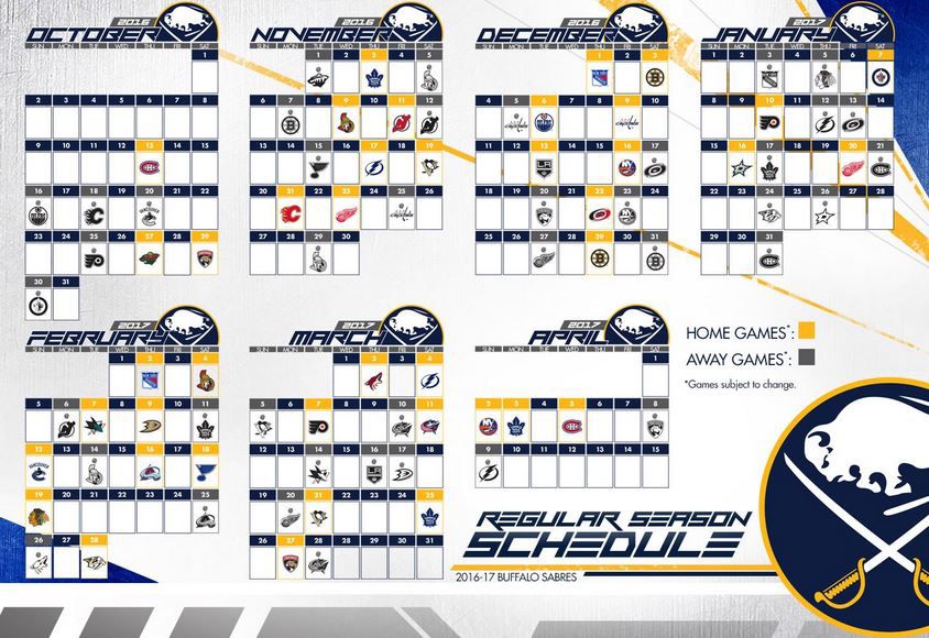 Sabres Schedule 2022 Buffalo Sabres Release 2016-17 Schedule