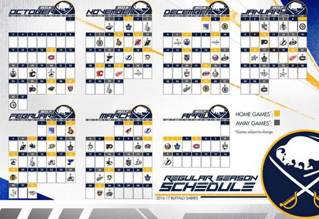 Buffalo Sabres Release 2016 17 Schedule