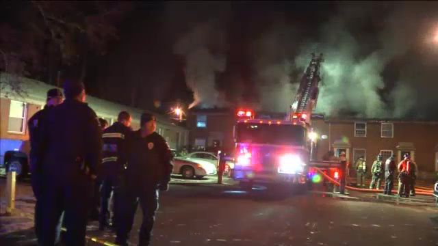 Aerial drone video over 5-alarm Charlotte fire