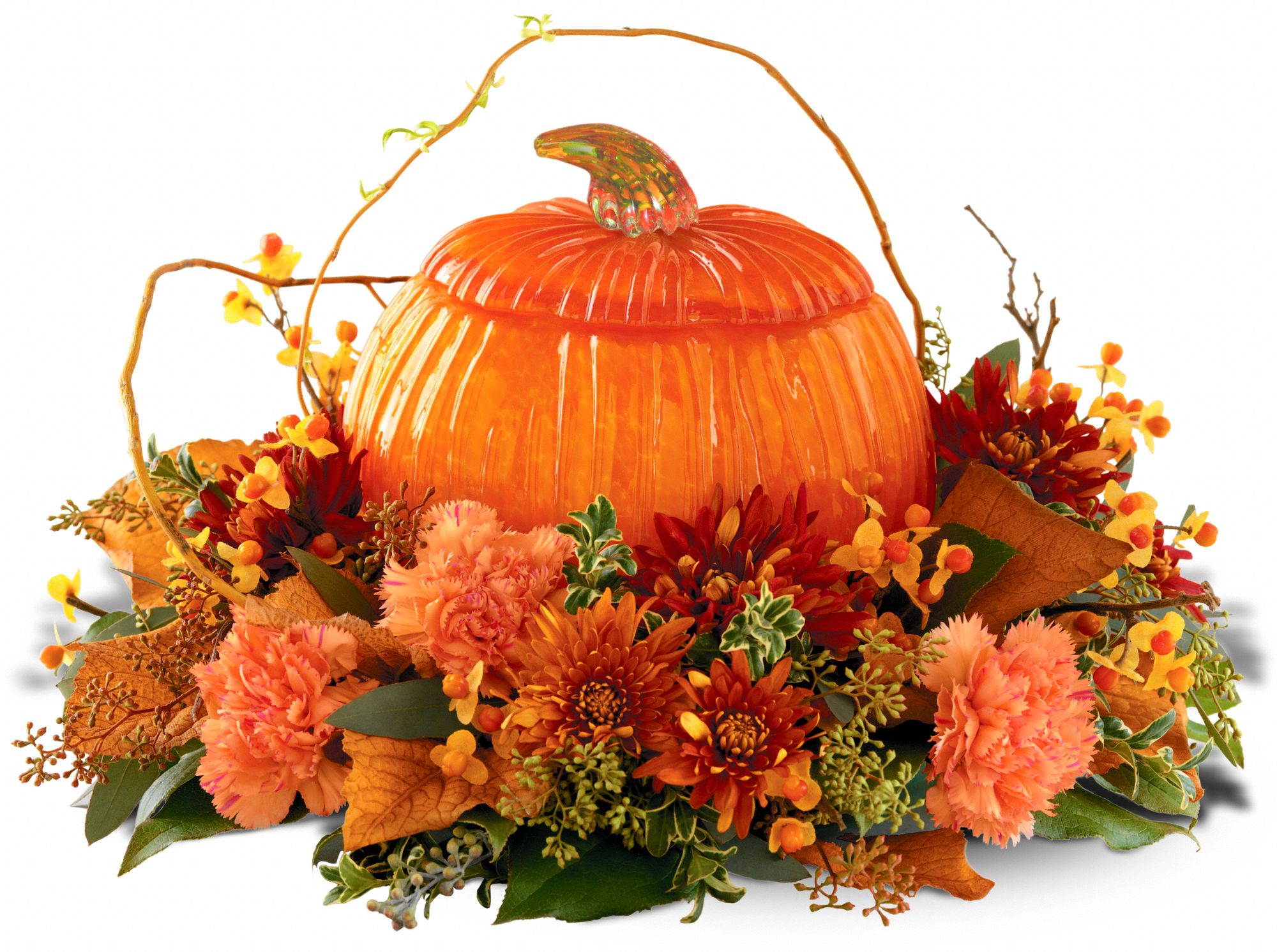 Teleflora's Art Glass Pumpkin in Blackwell&nbsp;OK, Anytime Flowers
