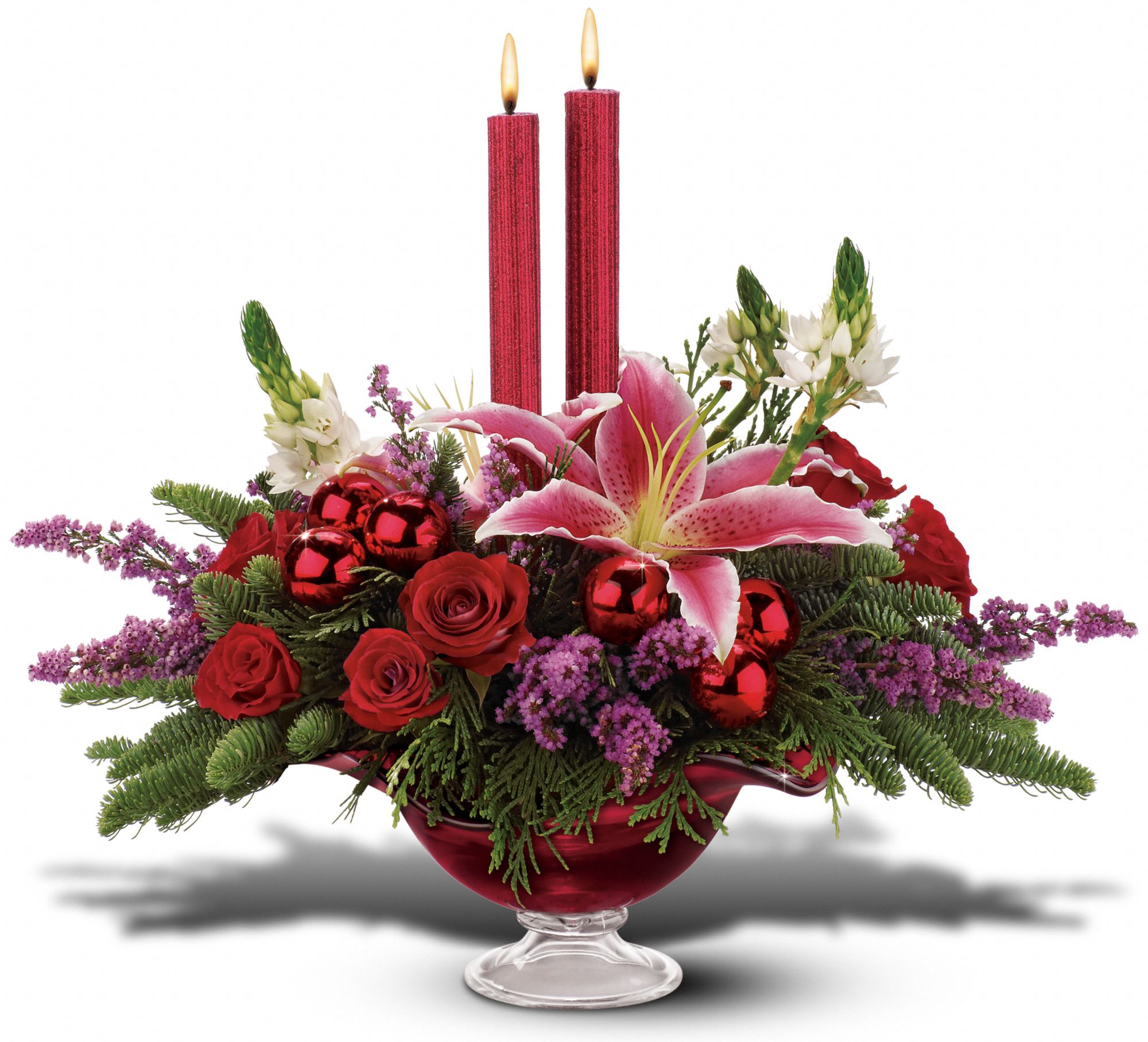 Teleflora's Crimson Christmas-Deluxe in Riverside&nbsp;IL, Pink Carnation