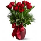 Red Tulip Christmas Flower Arrangement