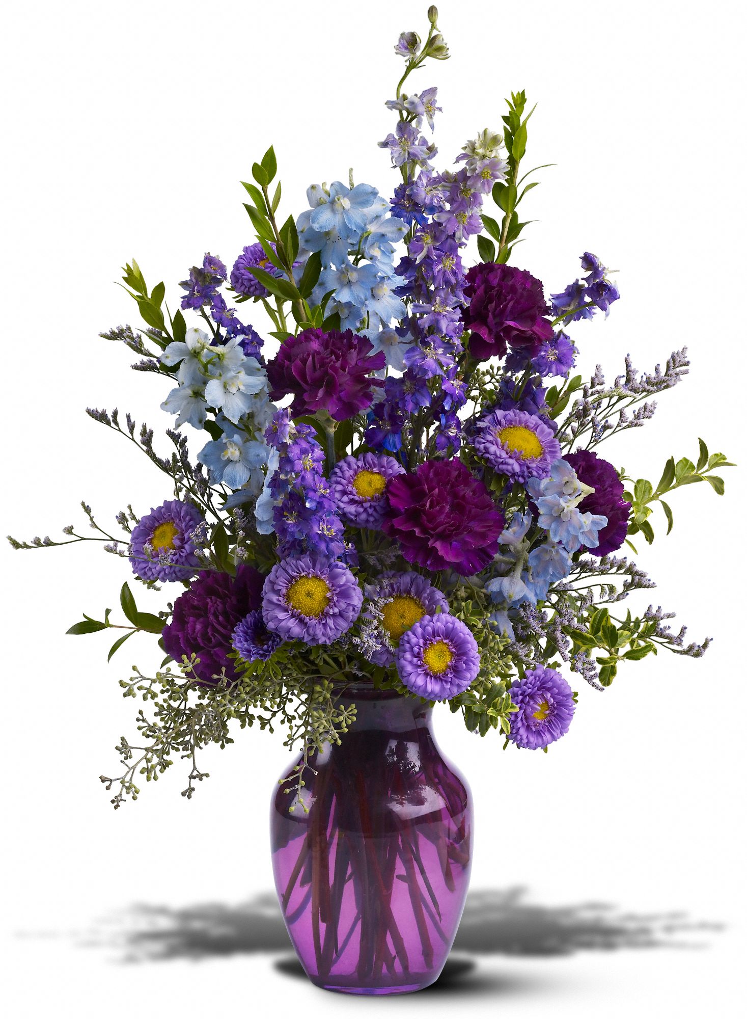 Purple and Light Blue Flowers Mothers Day Arrangement
